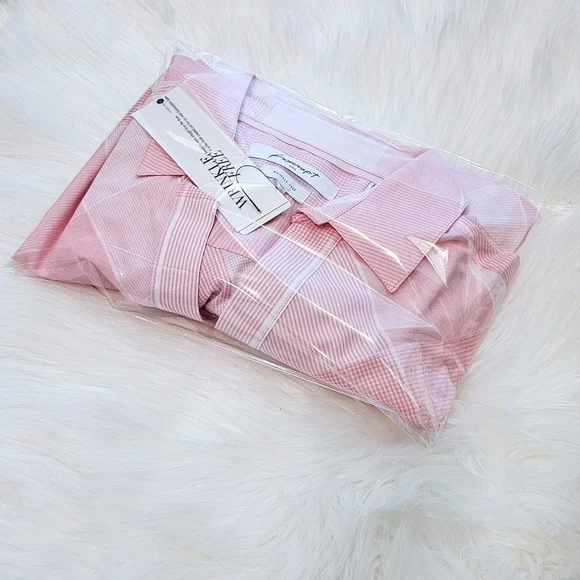 Foxcroft Gingham Vneck Blouse in Pink and White - Size 4, NWT - Picture 2 of 8